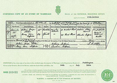 marriage certificate serial number location uk